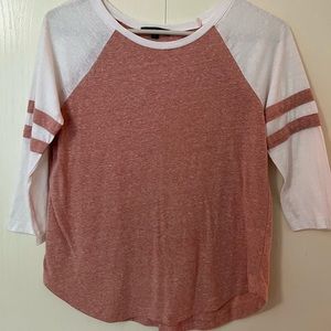 Ambiance Shirt Sz Large 3/4 Sleeve, pink w/ white stripe.